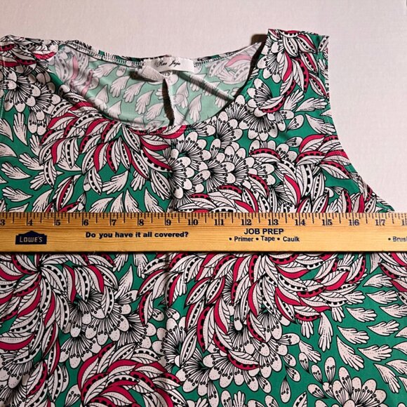 Rue Juju Women Large Teal Pink‎ White Floral Sleeveless Blouse (K) - Picture 4 of 5